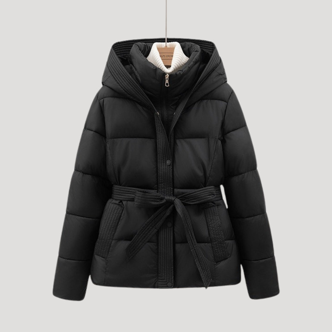Mune | Women's Winter Puffer Jacket with Hood and Belt