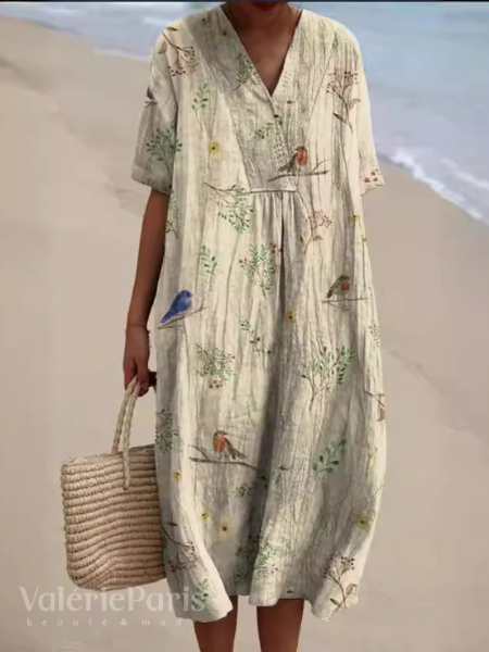 Mune Fashion | Casual dress with floral print made of breathable cotton fabric
