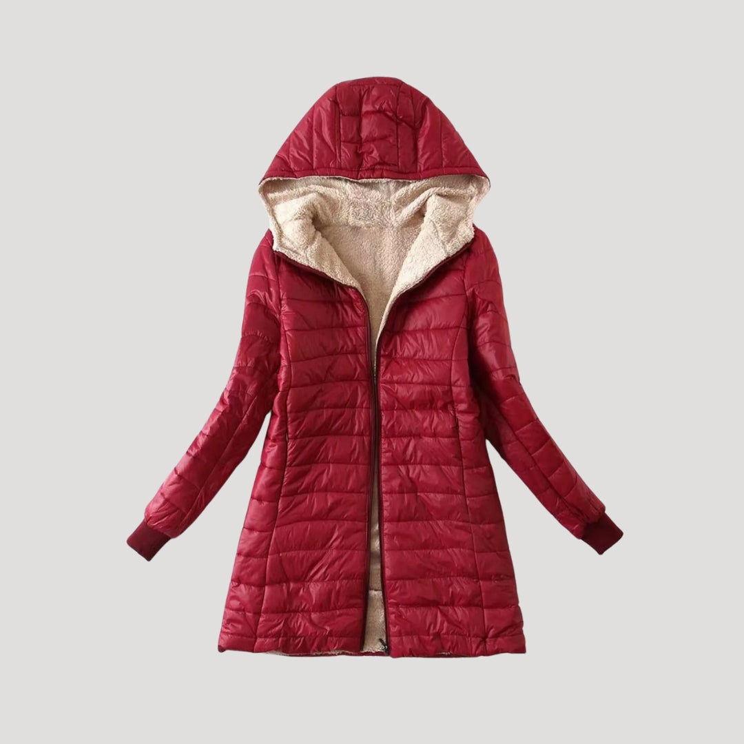 Mune | Ladies long puffer jacket winter coat with hood