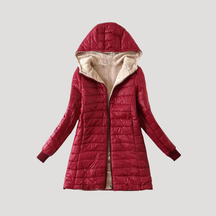 Mune | Ladies long puffer jacket winter coat with hood
