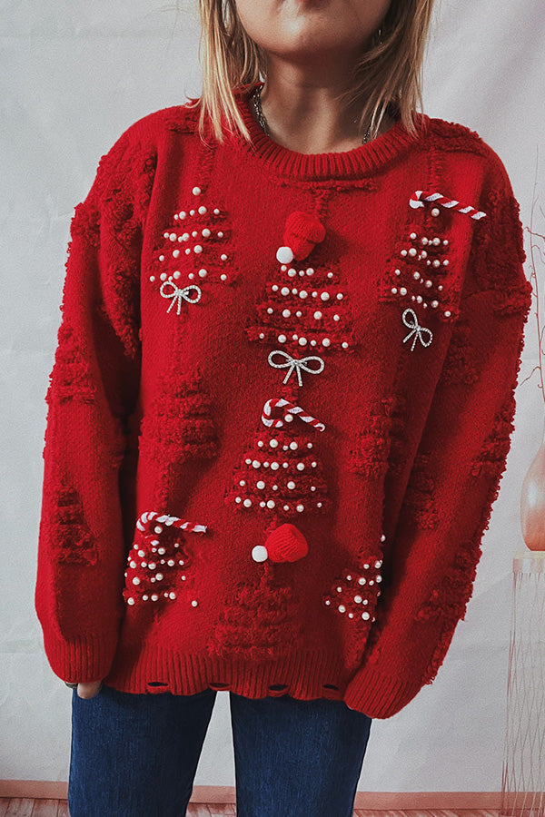 Mune | Handmade Bead Christmas Theme Sweater Three-Dimensional Decorative Sweater