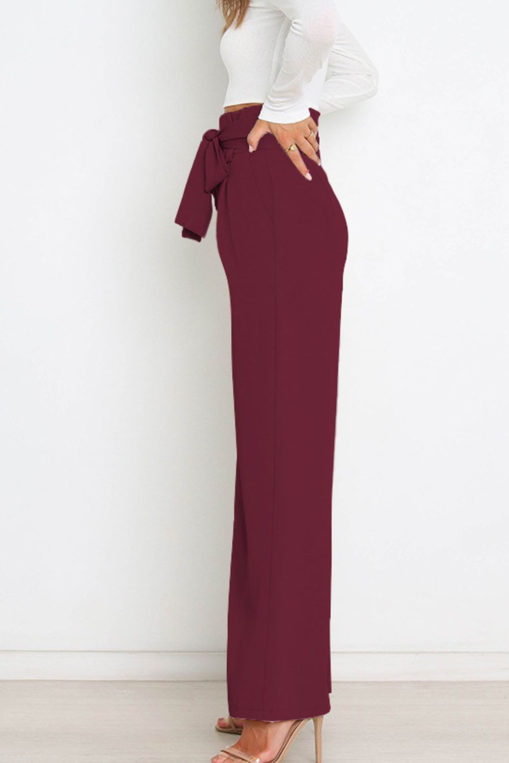 Mune Fashion | High Waist Paperbag Pants with Bow Detail
