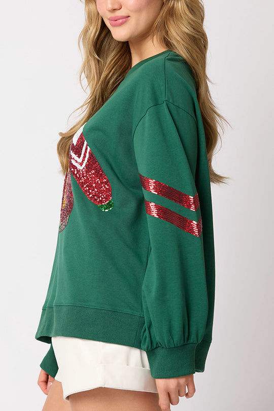 Mune | Christmas Sequin Crew Neck Casual Sweatshirt