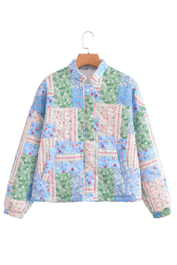 Mune | Stand Collar Long Sleeve Floral Pattern Cotton Jacket