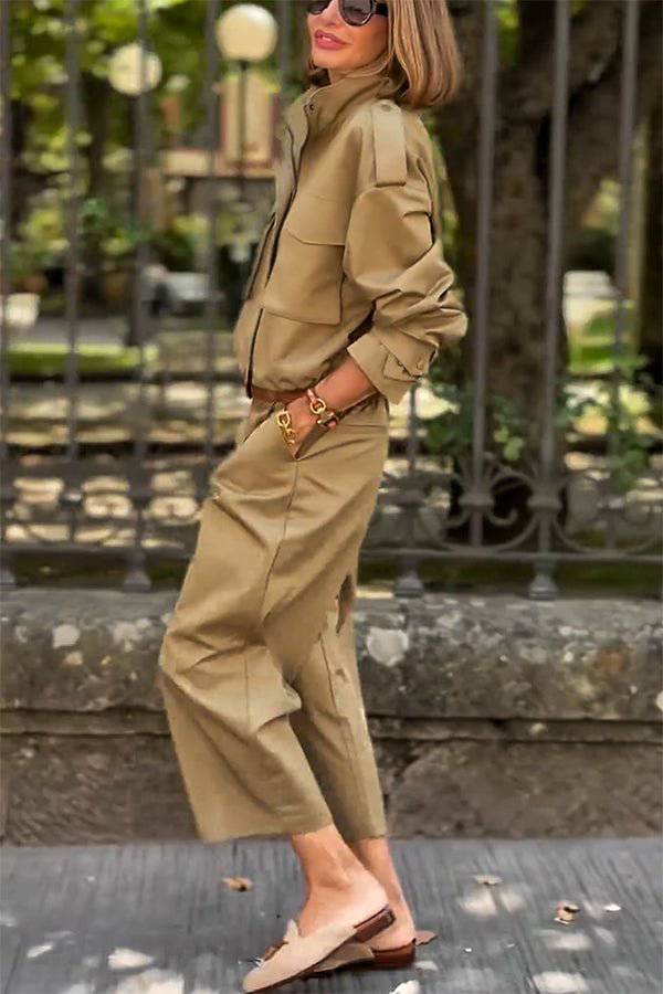Mune | Charm Strap Details Pocketed Cargo Style Zip Loose Jacket