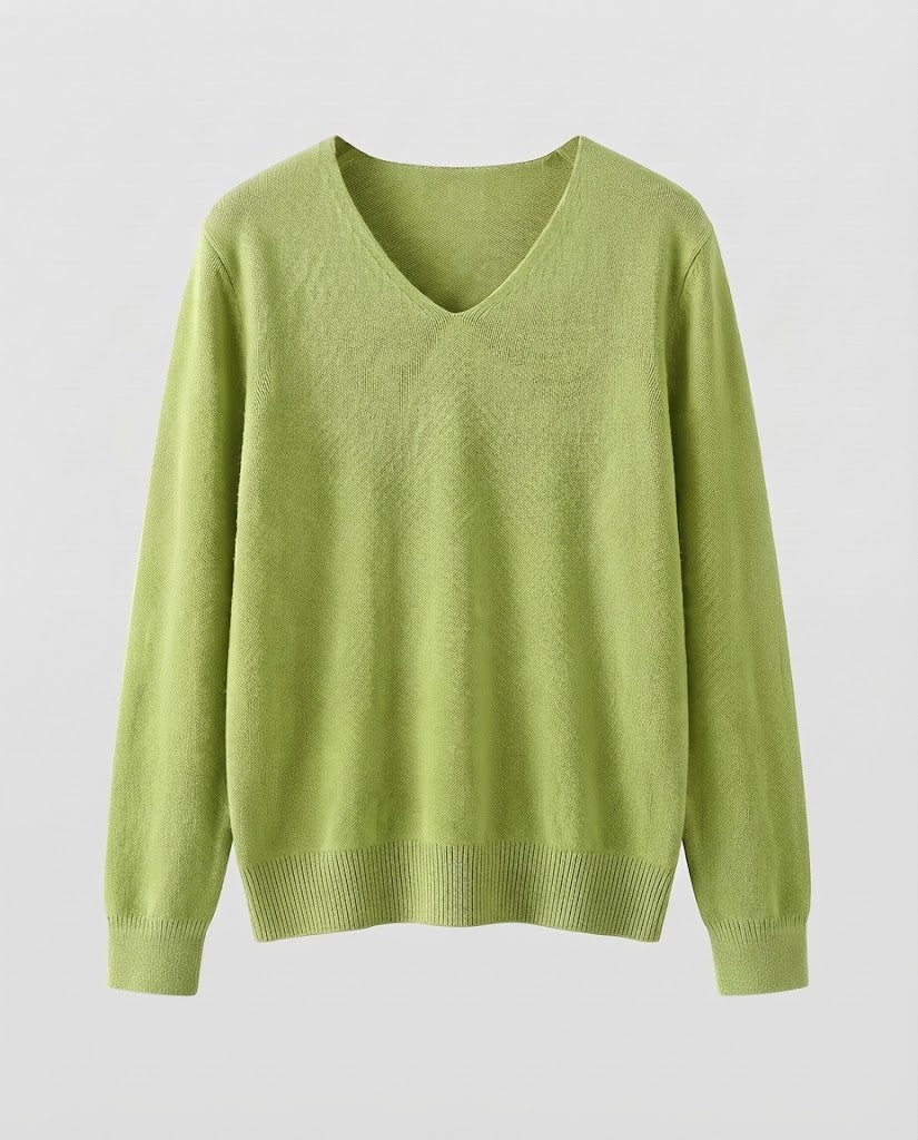 Women Fine Knit V-Neck Sweater made of Cozy Angora Mix Mune Fashion