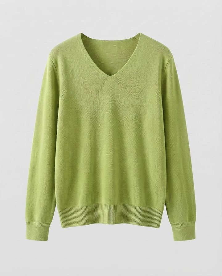 Women Fine Knit V-Neck Sweater made of Cozy Angora Mix Mune Fashion