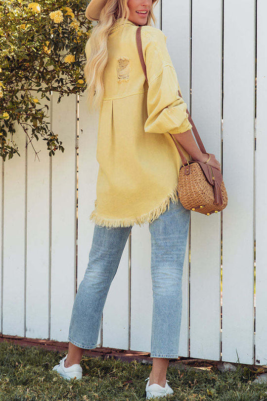 Mune | Revers Long Sleeve Ripped Denim Jacket