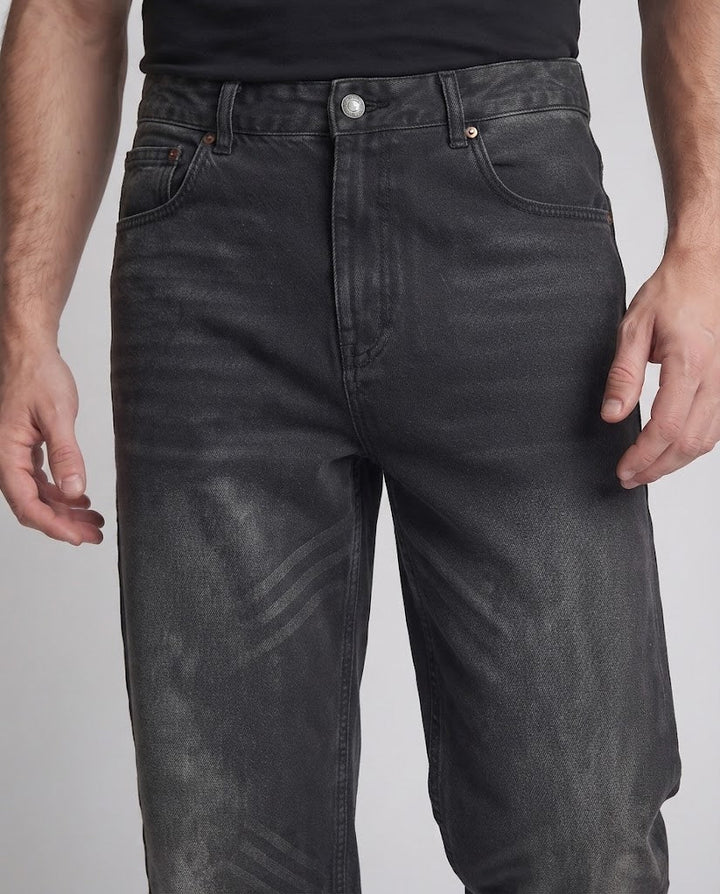 Men's Baggy Denim Jeans with Used Wash and Low Crotch Mune Fashion