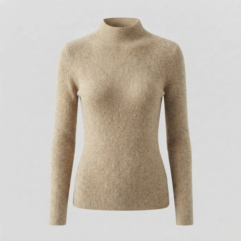 Ladies Elegant Slim-Fit Turtleneck Sweater made of soft Angora blend with fine rib structure Mune Fashion