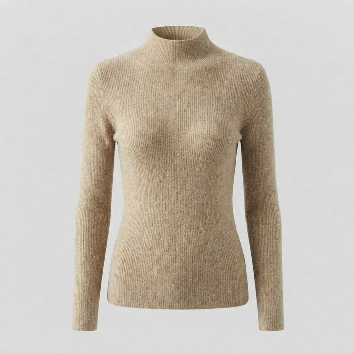 Ladies Elegant Slim-Fit Turtleneck Sweater made of soft Angora blend with fine rib structure Mune Fashion