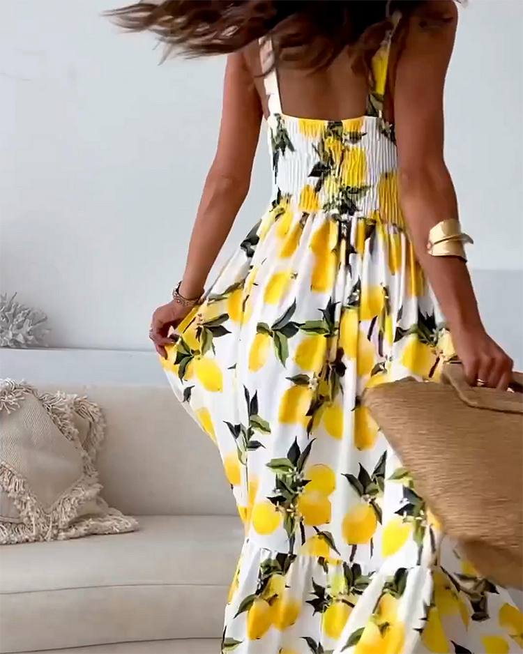 Mune Fashion | Strap dress with lemon print