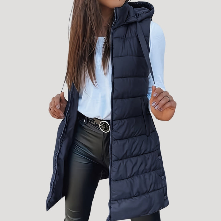 Mune | Women's long gilet with hood padded winter puffer