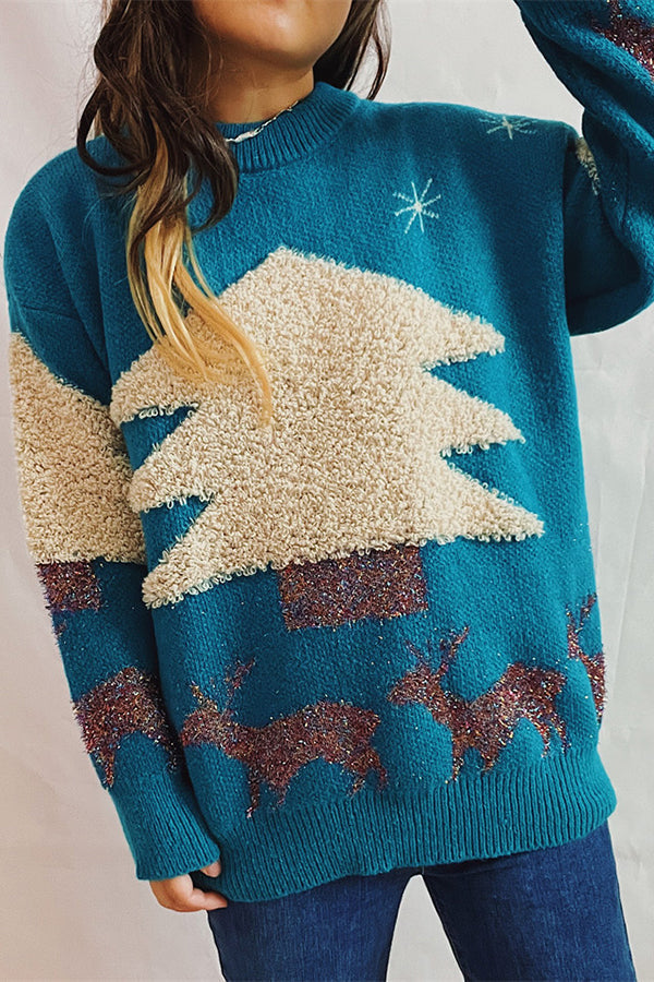 Mune | Christmas Pattern Knitted Round Neck Long Sleeve Sweater