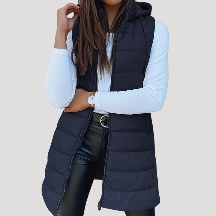 Mune | Women's long gilet with hood padded winter puffer