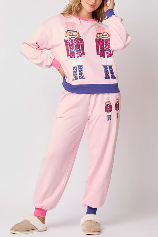 Mune | Santa Sequins Leisure Sweatshirt and Elastic Waist Loose Pocket Pants Set