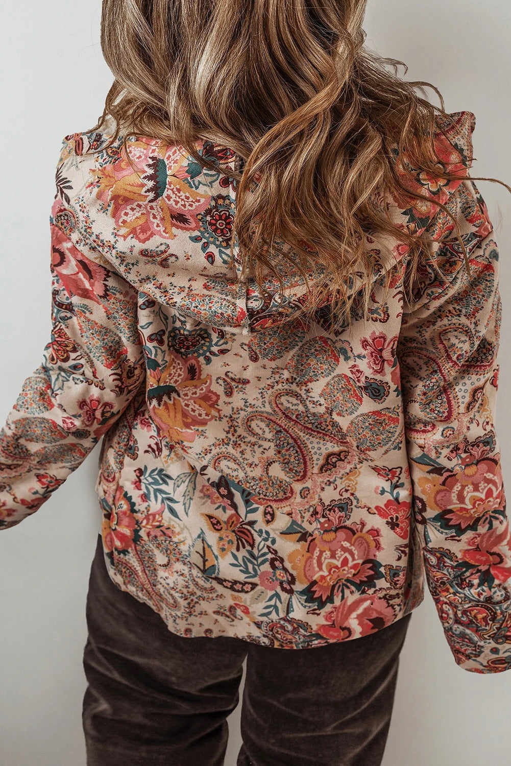 Mune | Vintage Paisley Floral Printed Sherpa Lined Hoodie