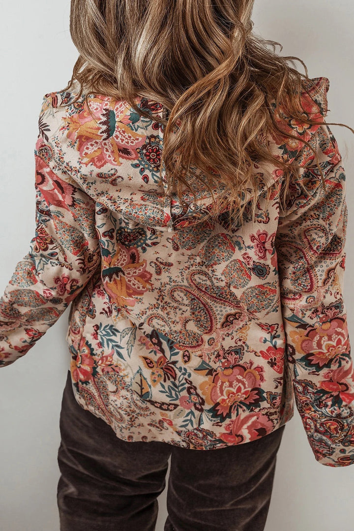 Mune | Vintage Paisley Floral Printed Sherpa Lined Hoodie
