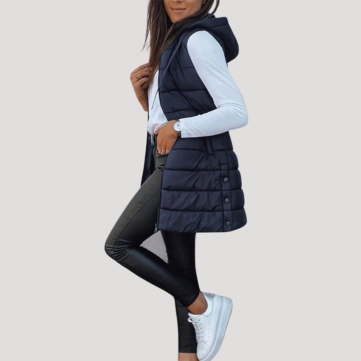 Mune | Women's long gilet with hood padded winter puffer