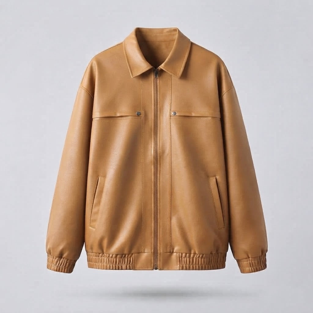Men's Casual Faux Leather Jacket with Practical Pockets Mune Fashion