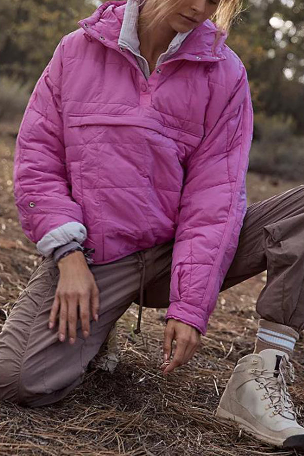 Mune | Color Hoodie Padded Folding Padded Pullover Pocket Long Sleeve Jacket