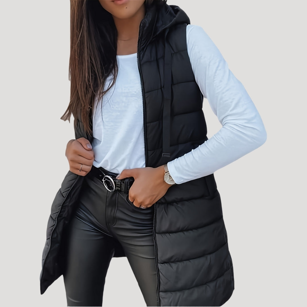 Mune | Women's long gilet with hood padded winter puffer