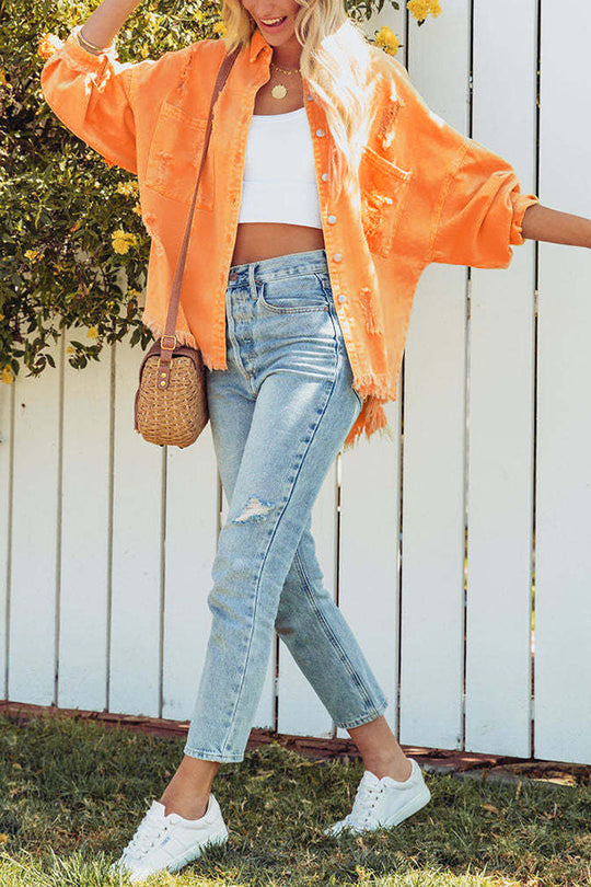 Mune | Revers Long Sleeve Ripped Denim Jacket