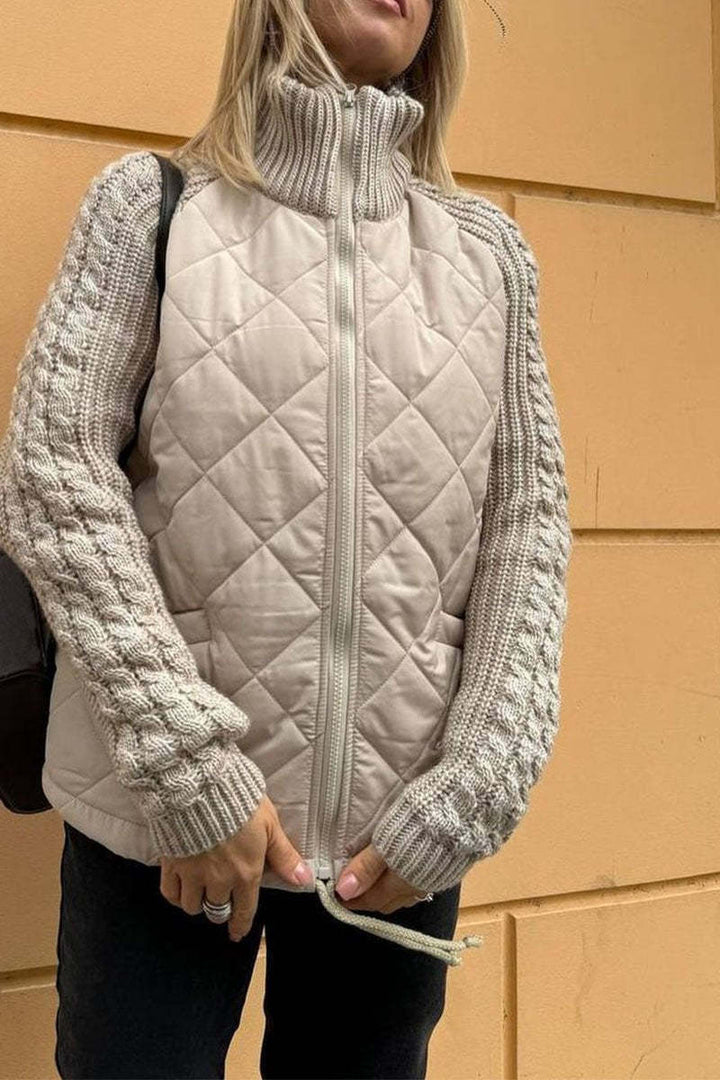 Mune | Casual Solid Color Knitted Patchwork-Lined Jacket