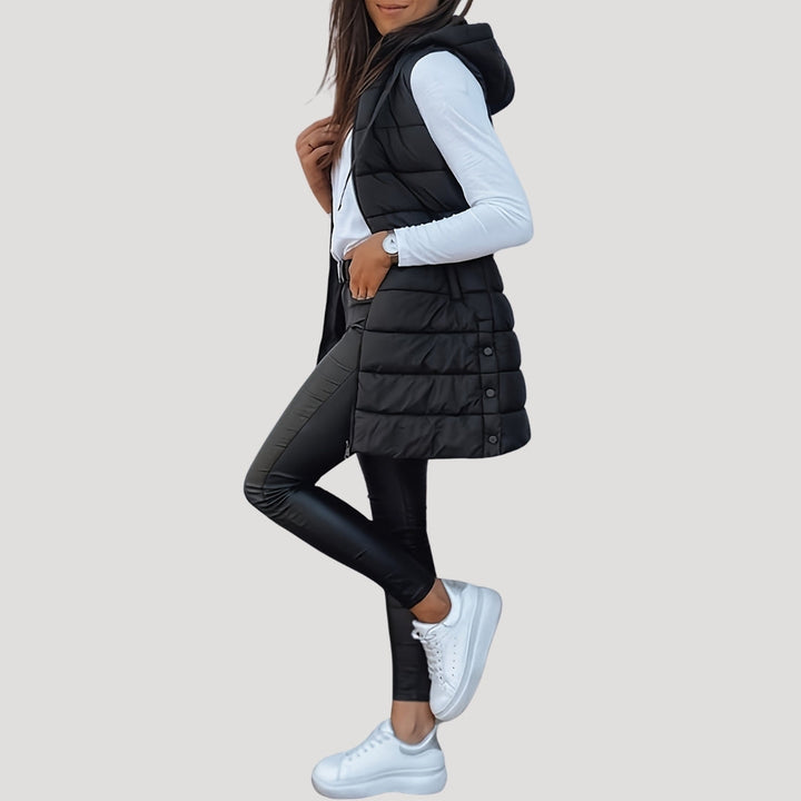 Mune | Women's long gilet with hood padded winter puffer