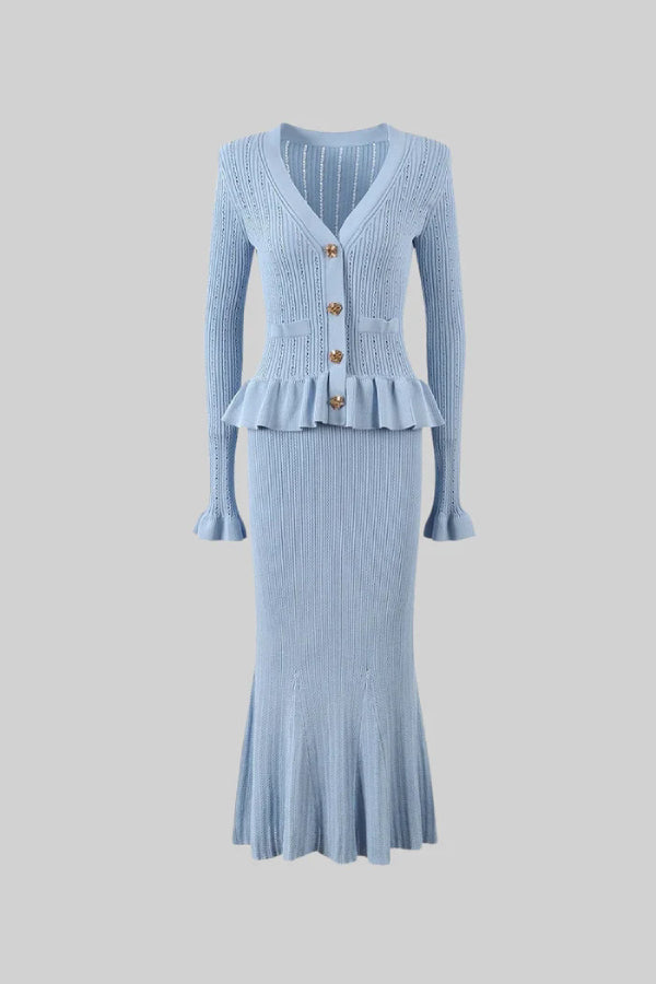 Mune | Jacket & Wide Flared Skirt Knit Set