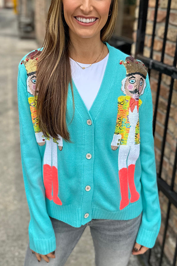 Mune | Christmas Nutcracker Sequin Casual Cardigan