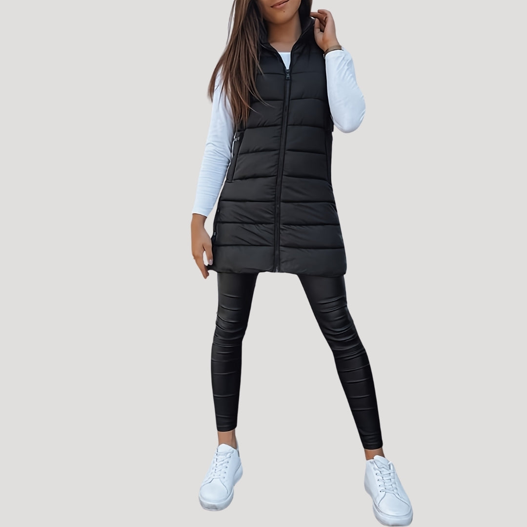 Mune | Women's long gilet with hood padded winter puffer