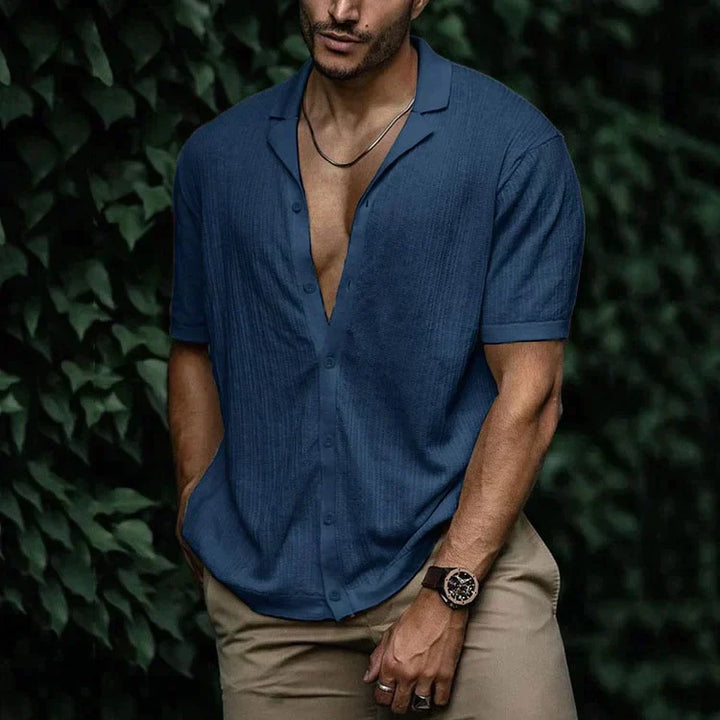 Men Casual Short Sleeve Button Shirt
