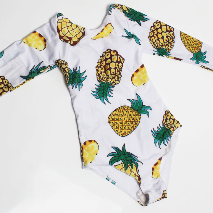 Ladies One-Piece Swimsuit with Long Sleeve and Pineapple Design Mune Fashion