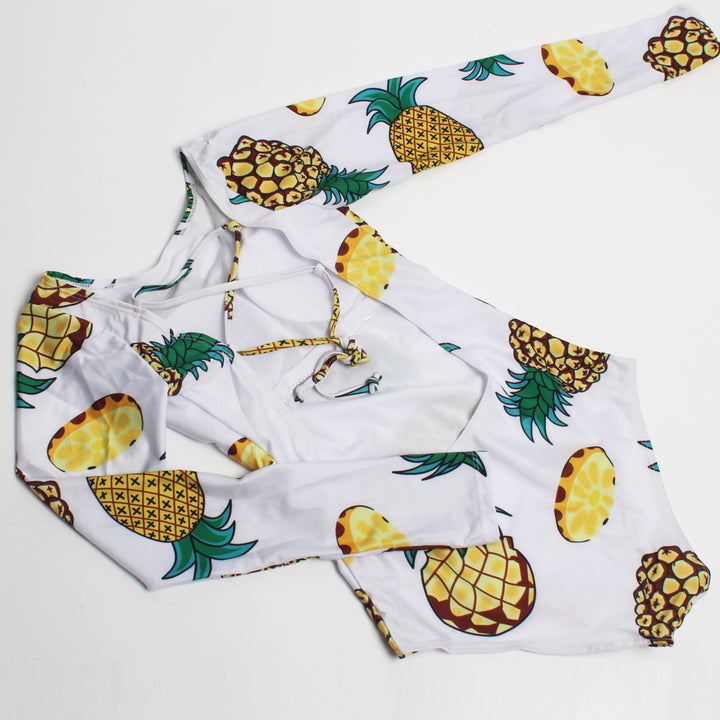Ladies One-Piece Swimsuit with Long Sleeve and Pineapple Design Mune Fashion