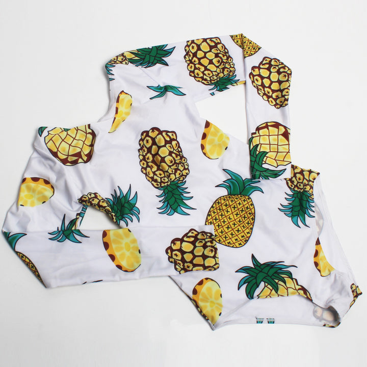 Ladies One-Piece Swimsuit with Long Sleeve and Pineapple Design Mune Fashion