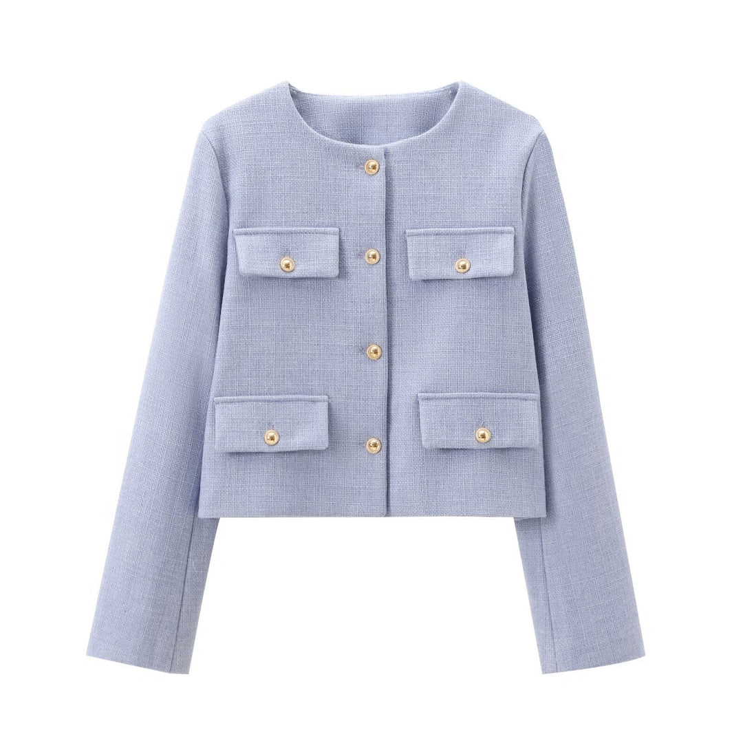 Mune | Neck Solid Color Single-Breasted Jacket