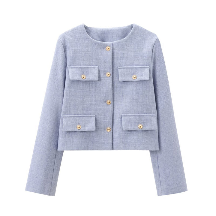 Mune | Neck Solid Color Single-Breasted Jacket
