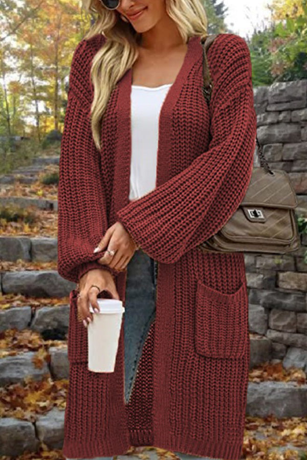 Mune | Length Loose Oversized Double Pocket Cardigan Sweater Jacket