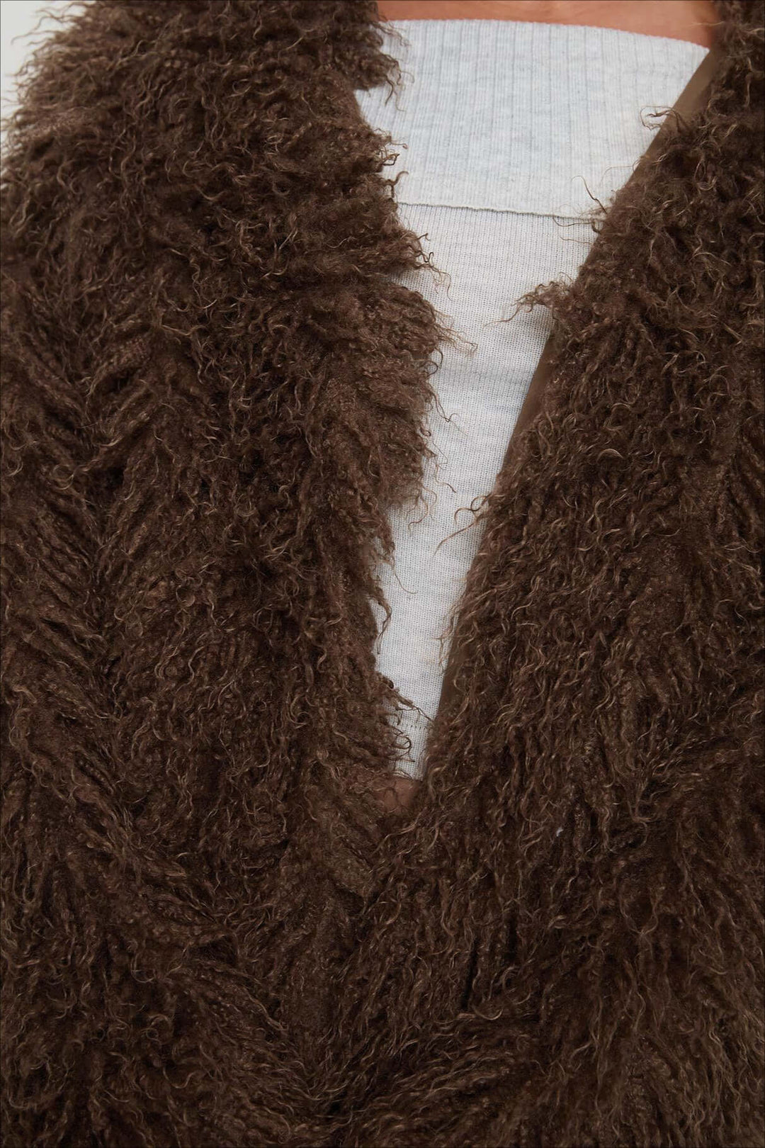 Mune | Fluffy Brown Faux Fur Oversized Jacket