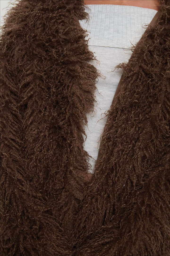 Mune | Fluffy Brown Faux Fur Oversized Jacket