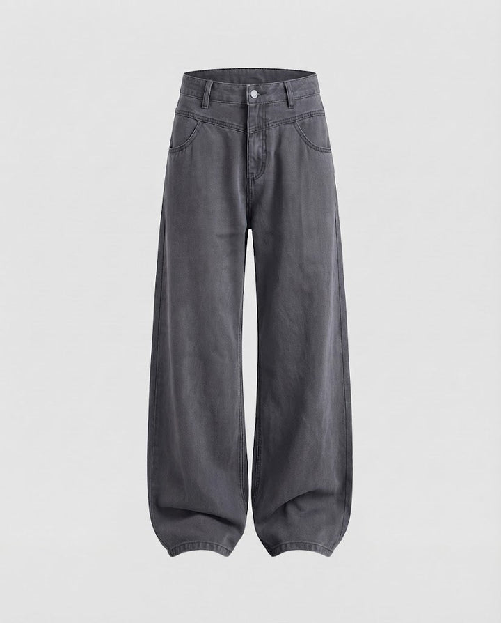 Women's wide-cut relaxed five-pocket denim pants with floor-length hem Mune Fashion