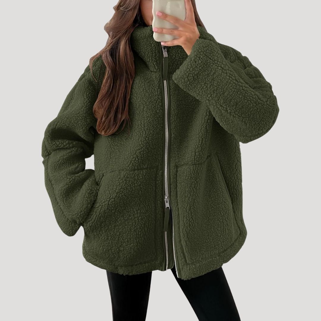Mune | Women's Fleece Teddy Zip-Up Fluffy Winter Jacket