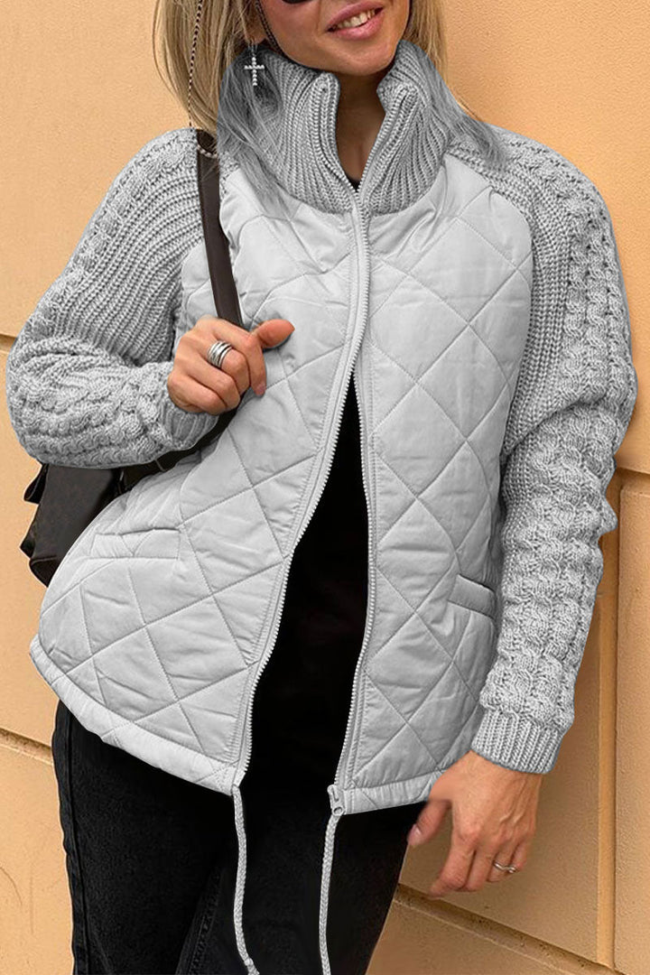 Mune | Casual Solid Color Knitted Patchwork-Lined Jacket