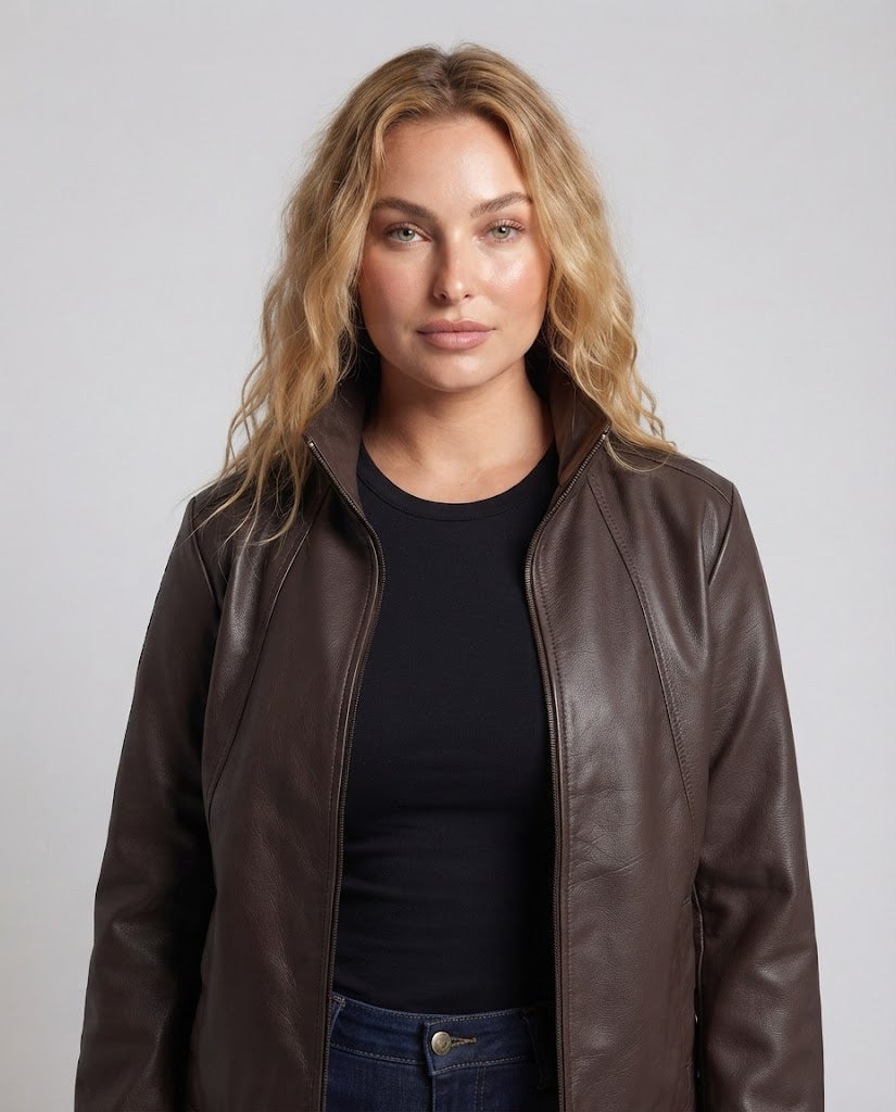 Women Stylish Faux Leather Jacket Mune Fashion
