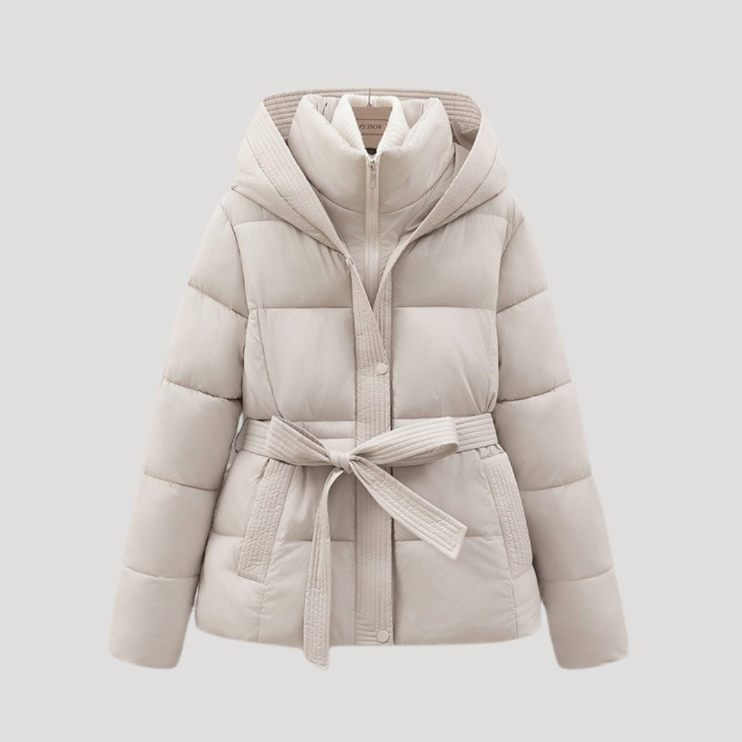 Mune | Women's Winter Puffer Jacket with Hood and Belt