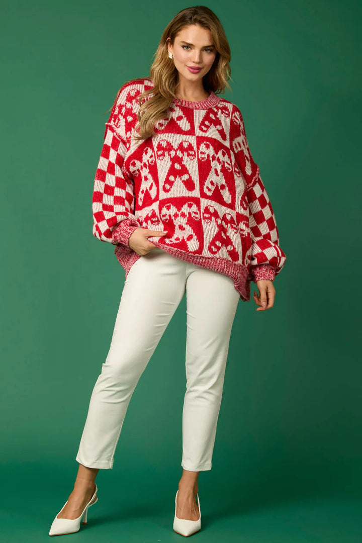 Mune | Candy Cane Christmas Pins & Gingerbread Man Knit Sweater