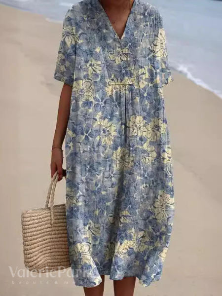 Mune Fashion | Casual dress with floral print made of breathable cotton fabric