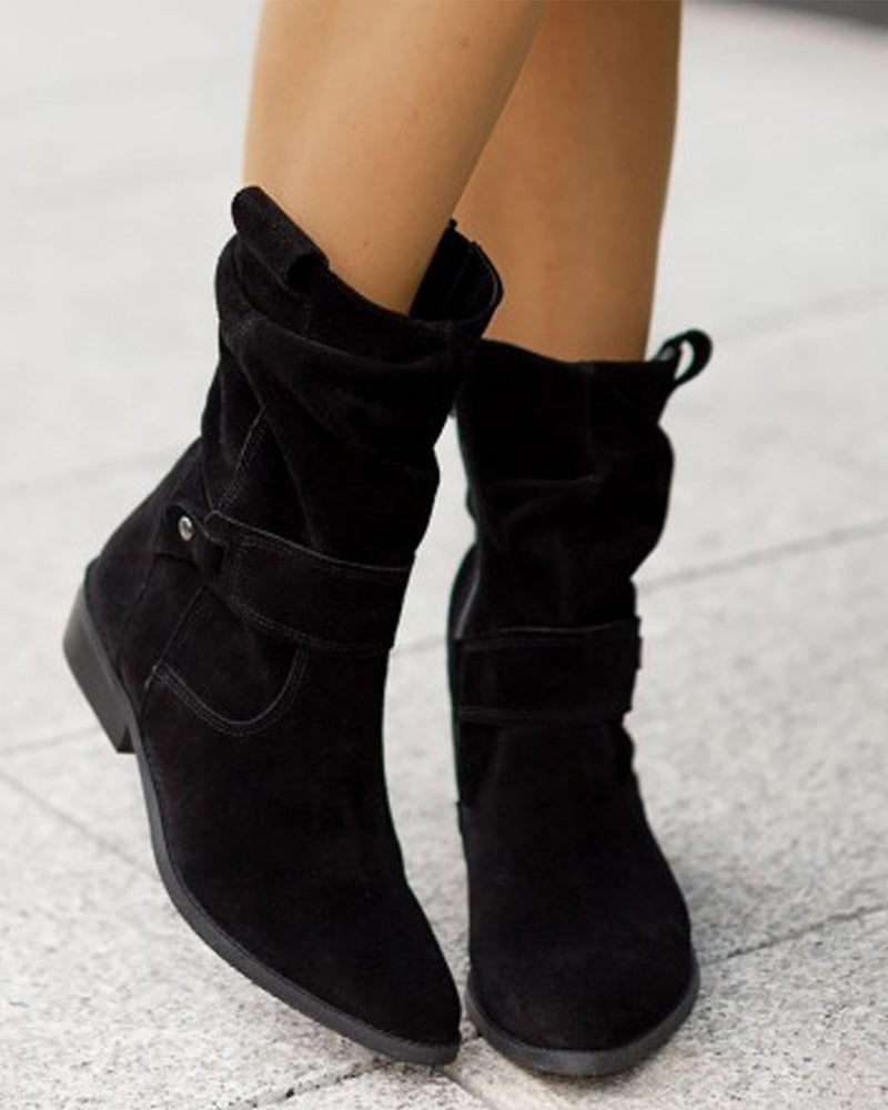 Mune | Ankle Boots Wild With Low Heel And Zipper