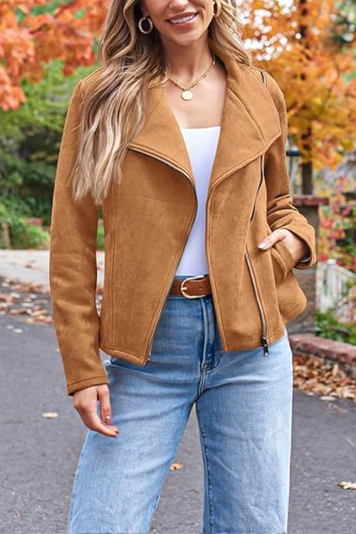 Mune | Up Pocketed Faux Suede Motorcycle Jacket (In 7 Colors)